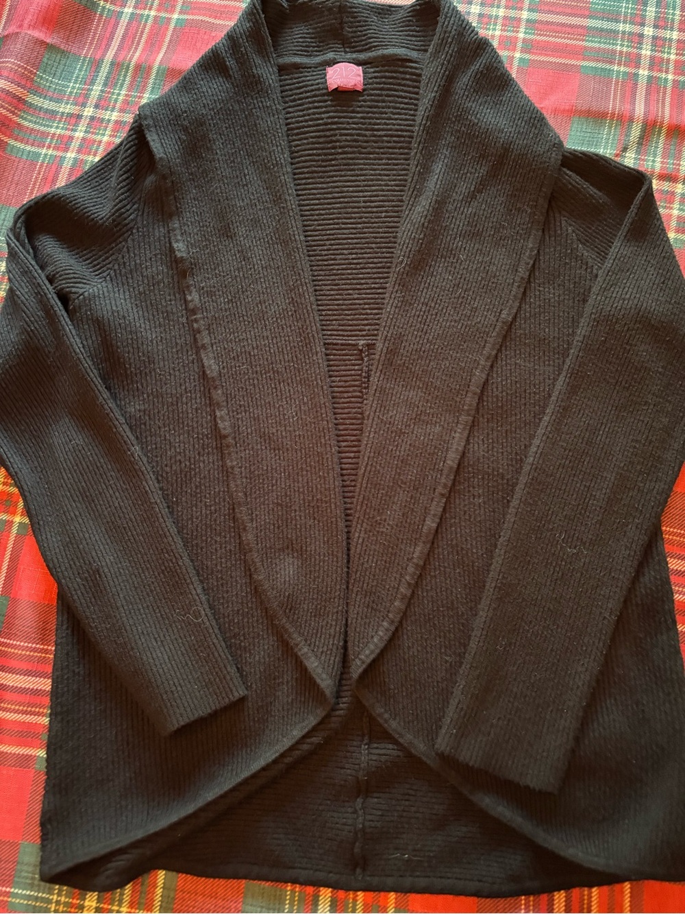 212 Collection Women's Black Ribbed Open-Front Cardigan